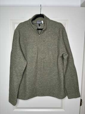 Ibex Merino Wool 1/4 Zip Sweatshirt in Green Men's Size Large